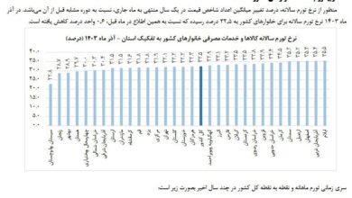 نرخ تورم سالانه 32.5 درصدی در آذر ماه