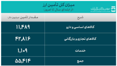 ۵۵.۴ میلیارد دلار ارز برای واردات و نیاز‌های خدماتی تامین شد