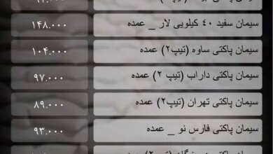 قیمت سیمان امروز 30 دی 1403 + جدول