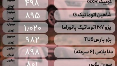 قیمت خوردو امروز 2 بهمن 1403/ نوسان بازار شدید شد + جدول